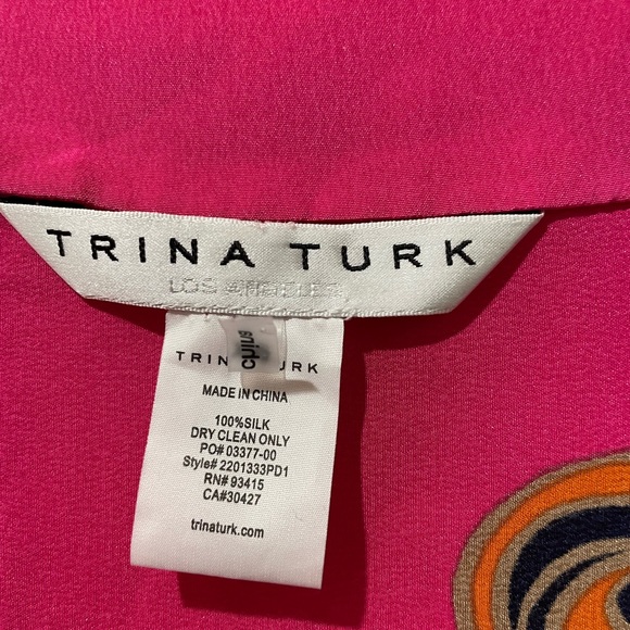 Trina Turk Vibrant Pink and Orange Silk Dress - Picture 3 of 4